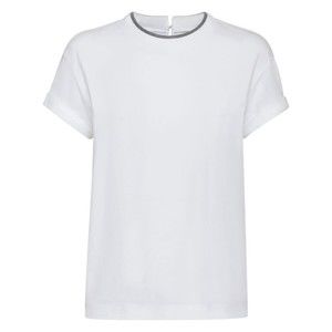Brunello Cucinelli Relaxed-Fit White Cotton Blend T-Shirt - NWT